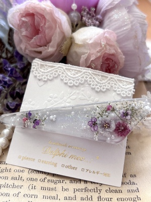 レジンヘアゴム クリップ　ダイヤ　バラ　ピンク　ピンキーリング　花 レジンヘアゴム クリップダイヤバラピンクピンキーリング花