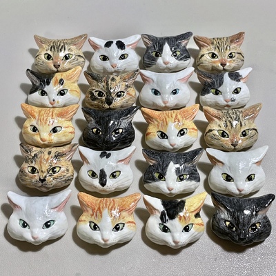 秋デザイン バラの花びら入り 猫ちゃんレジンヘアゴム