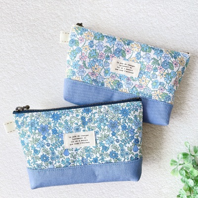 ☆青空の鳥×ブルーマルチストライプ☆ ハンドメイド リバーシブル