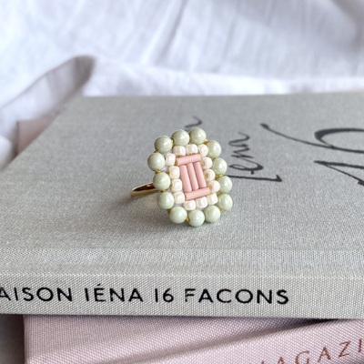 ALL手染めビーズ❤お花たっぷりのキラキラ大ぶりビーズポニーフック❤